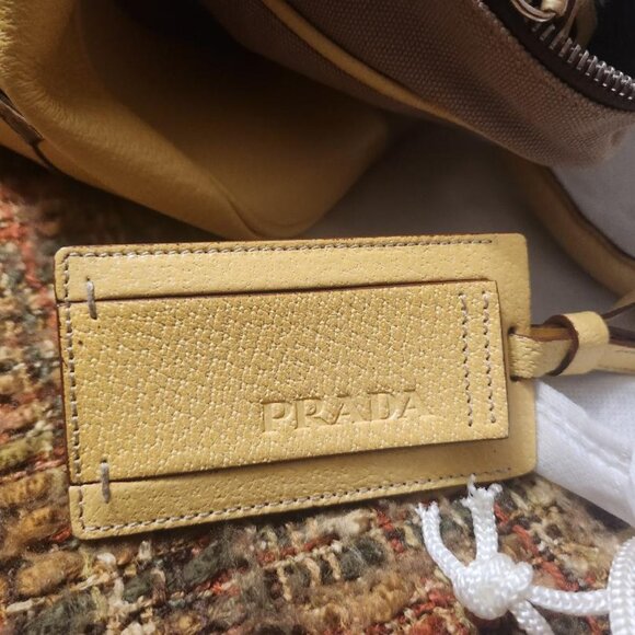 PRADA Tote Shoulder Small Beige × Yellow Canvas Leather-Preowned-EXCELLENT cond - Picture 3 of 7